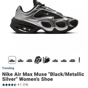 Nike Air Max Muse Black and Silver Sneakers size 8